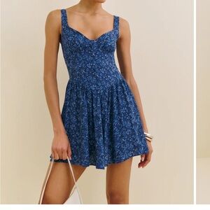 Reformation Size 0 Wynn Blue Floral Mini Dress
